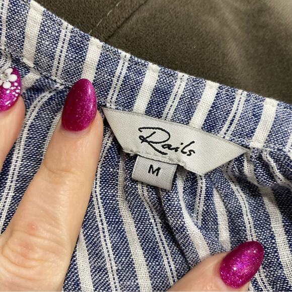 Rails Jasmine "Tibet Stripe" Light Weight Linen Blend Long Sleeve Dress - Picture 7 of 10